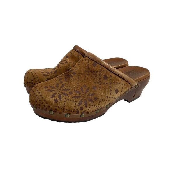 Frye Clara Campus suede sheepskin lining slide clogs Size 8-8.5 western boho - Picture 1 of 10